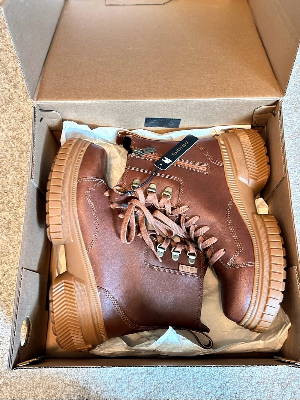 Sorel Ona Ave Boot Lace WP Waterproof Lace-Up Boots Brown US 8.5 NWT